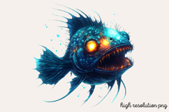 Bioluminescent Sea Animal Clipart PNG Product Image 1