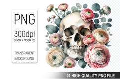 Cute Floral skull PNG, Valentine&#039;s Day Animal PNG Product Image 1