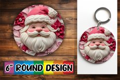 Holiday 3D Santa Round Keychain Design PNG Sublimation Product Image 1