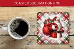 square coaster - santa claus carrying christmas gifts Product Image 1