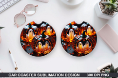 Pumpkins Car Coaster Sublimation| Halloween Coaster PNG Product Image 1