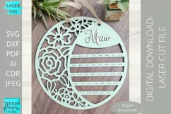 Floral Moon Jewelry Stand Svg, Circle Earrings display svg Product Image 2