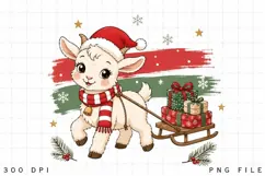 Christmas Baby Goat Sled PNG Sublimation Design - Cute Lamb Product Image 2
