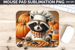 Watercolor Raccoon Mouse Pad Sublimation - Thanksgiving PNG Product Image 1