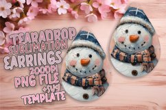 Bold Teardrop Earrings Sublimation Art , Snowman Product Image 1