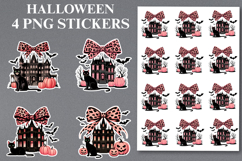 4 Halloween Wittch House Stickers Png | Printable Product Image 1