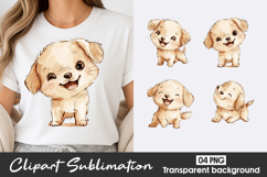Cute Baby Puppy Pastel Clipart Sublimation PNG Product Image 1