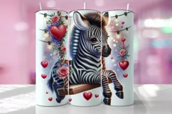 Valentine's Day Zebra Tumbler Wrap Sublimation Design Product Image 1