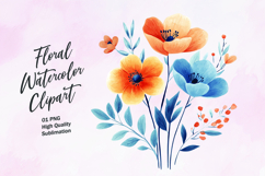 Watercolor floral clipart sublimation Product Image 1
