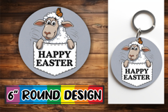 Enchanted Keychain Round Sublimation PNG, Easter Animals Product Image 1