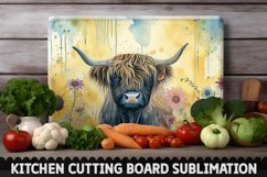 Highland Cow With Sunflowers Cutting Board Product Image 1