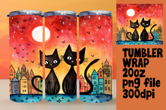 VIBRANT 20oz Tumbler Artwork for Sublimation , Cute Cat Product Image 1