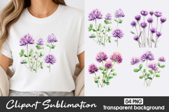 Purple Floral Watercolor Clipart PNG Product Image 1