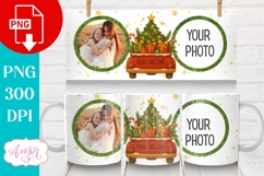 Merry Christmas photo mug wrap PNG, Red truck mug png Product Image 2