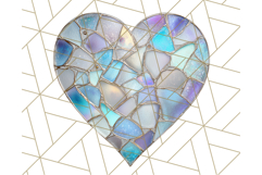 Stained Glass Heart PNG Clipart in Pastel and Bright Colors Product Image 2