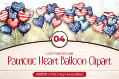 Patriotic Heart Balloon Clipart PNG Product Image 1