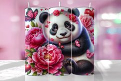 Valentine's Day Panda Tumbler Wrap Sublimation Design Product Image 1
