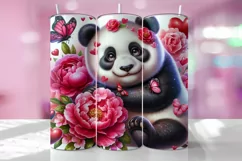 Valentine's Day Panda Tumbler Wrap Sublimation Design Product Image 1