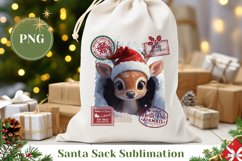 Cartoon Winter Deer Santa Sack Design, Christmas Gift Bag Product Image 1