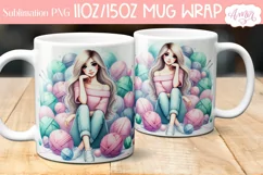 Yarn lover mug wrap PNG for sublimation| Knitting crochet Product Image 1