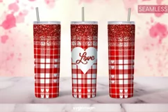 Red Buffalo Plaid Tumbler Sublimation | Skinny 20 oz | PNG Product Image 1
