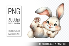 Cute Bunny , Animal Sublimation Clipart PNG Product Image 1