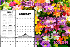2028 calendar templates with flower frame Product Image 3