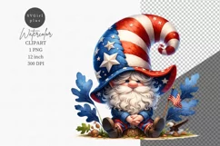Gnome clipart, Patriotic Gnome, Patriotic Sublimation, Product Image 1