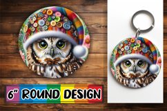 Whimsical Owl Design: Color Burst 3D Sub Print Round Product Image 1