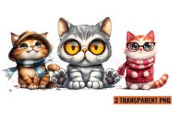 Watercolor Cute Funny Cat Clipart Sublimation, PNG Product Image 1