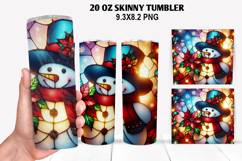 Snowman Skinny Tumbler 20oz Wrap Design, Christmas Tumbler Product Image 1
