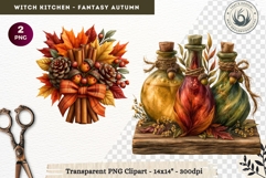 Autumnal Witch Kitchen Clipart cozy Fall PNG sublimation Product Image 1