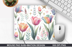 Flowers Mouse Pad Sublimation, Spring Mouse Pad PNG Design Product Image 1