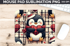 Watercolor Penguin Mouse Pad Sublimation - Valentines PNG Product Image 1
