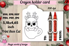 Christmas deer a glass Coloring Card svg, Crayon Holder Card Product Image 1