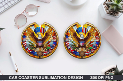 4th Of July Car Coaster Sublimation| 4th Of July Coaster PNG Product Image 1