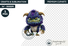 Halloween Little Monster Clipart Png, Spooky Cute Fantasy Product Image 1