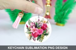Flowers Keychain Sublimation- Sublimation PNG Design Product Image 1