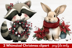 2 Whimsical Christmas Clipart | Cute Holiday PNG Set Product Image 1
