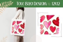 Pink Love Hearts Illustration, Love Tote Bag Template Product Image 1