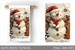 3D Snowman Kitchen Towel. Christmas Kitchen Towel Design Product Image 1