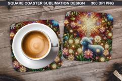 Lamb Coaster Sublimation, Easter Coaster PNG Design Product Image 1