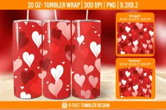 Valentines Heart Tumbler Wrap Designs, Sublimation Wrap Product Image 1