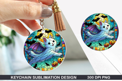 Ghost Keychain Sublimation - Halloween Keychain PNG Design Product Image 1