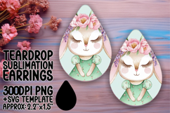 Trendy Teardrop Sublimation Artwork PNG , Cute Bunny Product Image 1