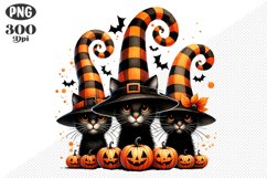Halloween Cat And Pumpkin Sublimation - Clipart PNG Design Product Image 1