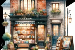 Vintage Bookstore Scene, Miniature Shop Illustrations Product Image 2