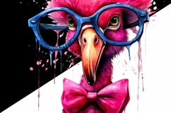 Flamingo Glasses Sublimation Design-Pink Flamingo Watercolor Product Image 2