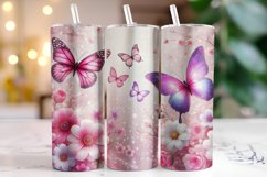 Butterfly &amp; Flowers Tumbler Wrap | Sublimation | Tumblers Product Image 1