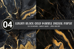 Luxury Black Gold Marble Digital Paper Product Image 1